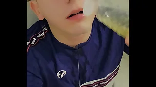 18 year old boy plays with his pee
